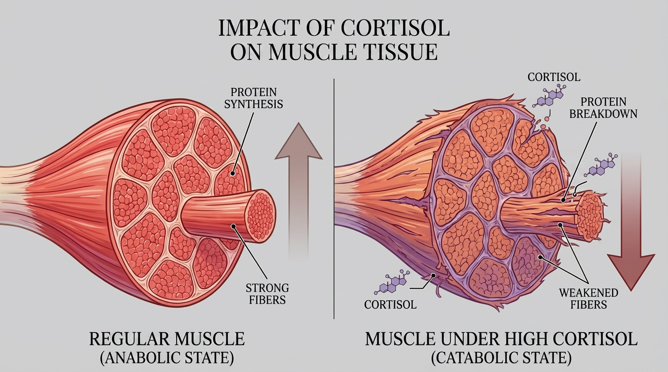 Muscle loss and physical weakness — cortisol-driven catabolism on GLP-1