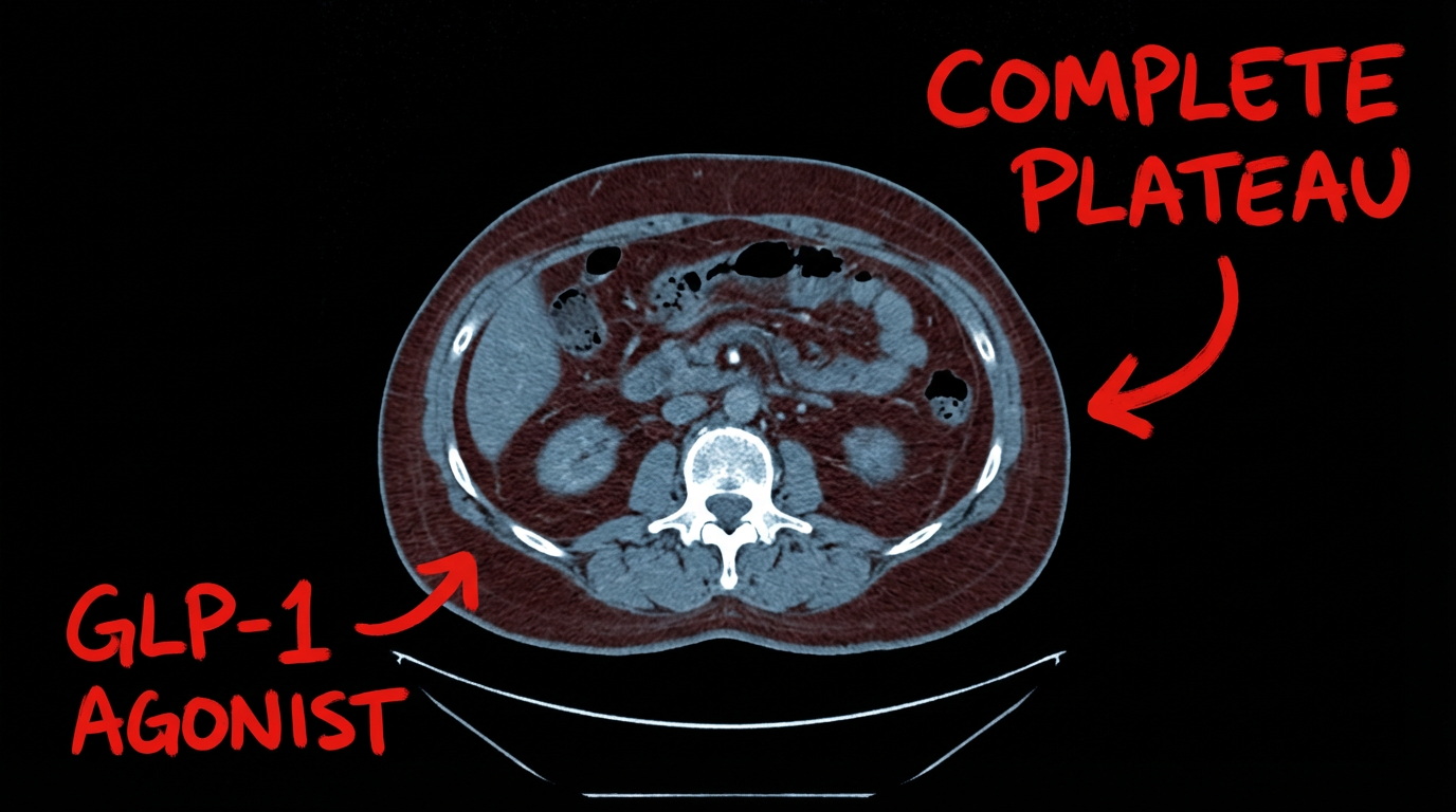 Abdominal CT — complete plateau on GLP-1 agonist